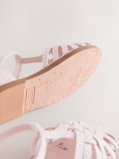 Pink Glitter Standard Fit (F) Fisherman Heart Occasion Sandals image 8