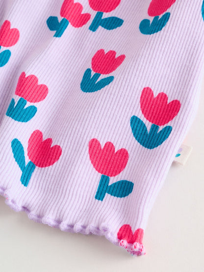 Purple Flower Baby Top and Leggings Set 2 Piece (0mths-2yrs) image 3