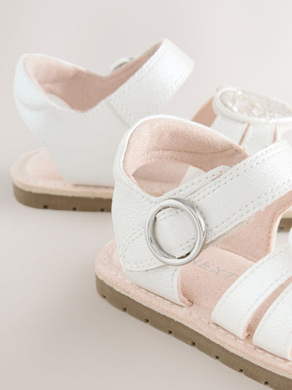 Dsiney Kidz - White Standard Fit (F) Heart Occasion Sandals image 5