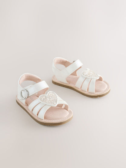 Dsiney Kidz - White Standard Fit (F) Heart Occasion Sandals image 1