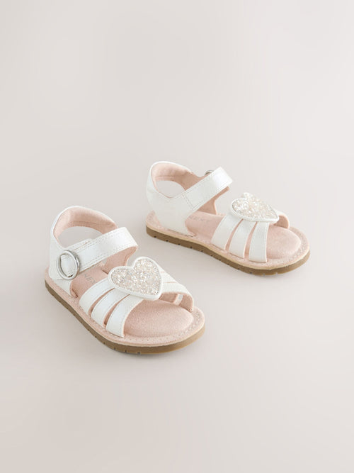 Dsiney Kidz - White Standard Fit (F) Heart Occasion Sandals image 1