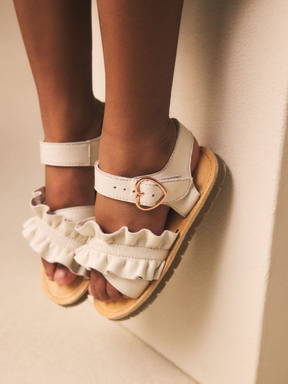 Cream Ruffle Buckle Fastening Sandals image 2