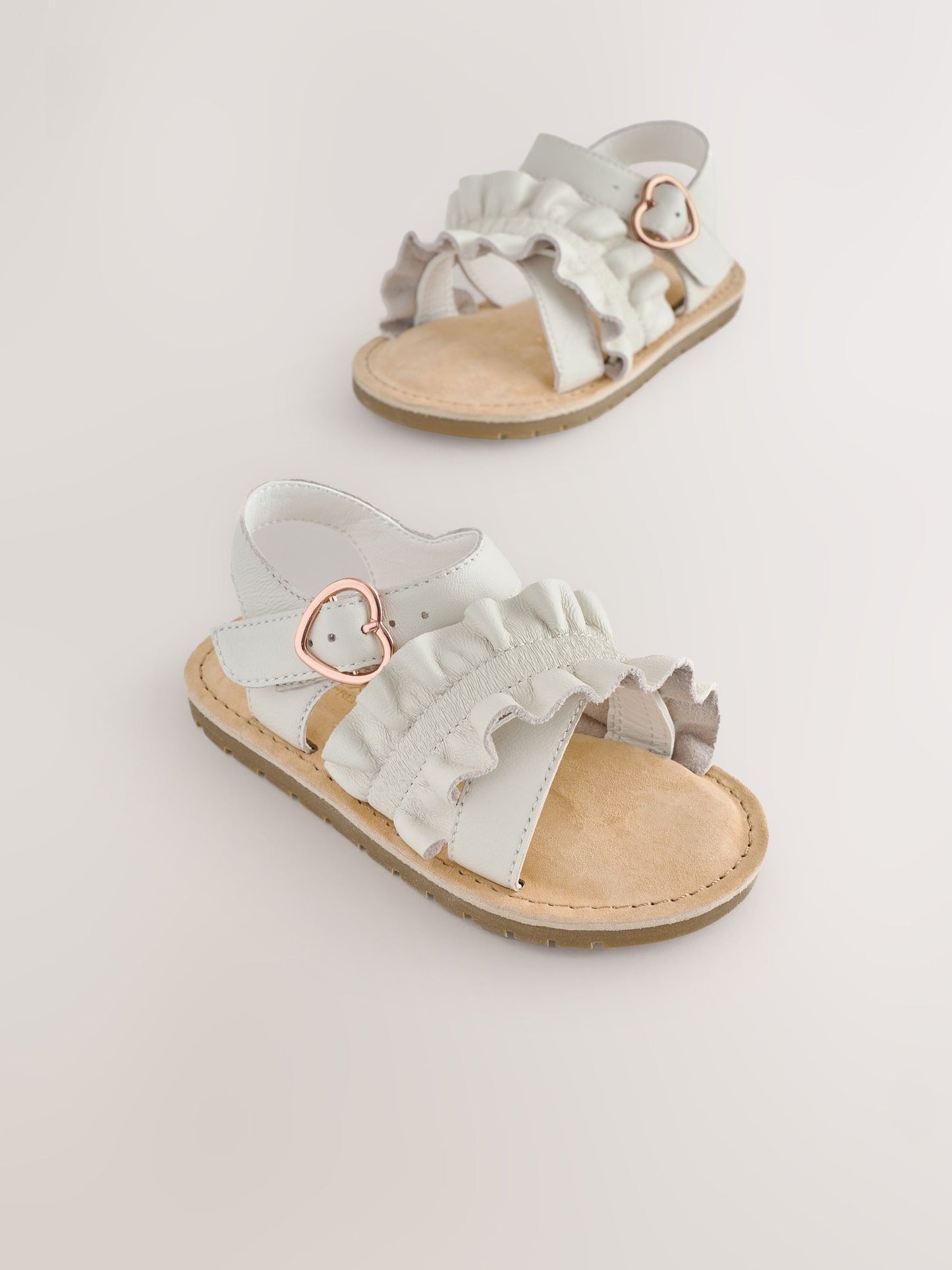 Cream Ruffle Buckle Fastening Sandals image 3