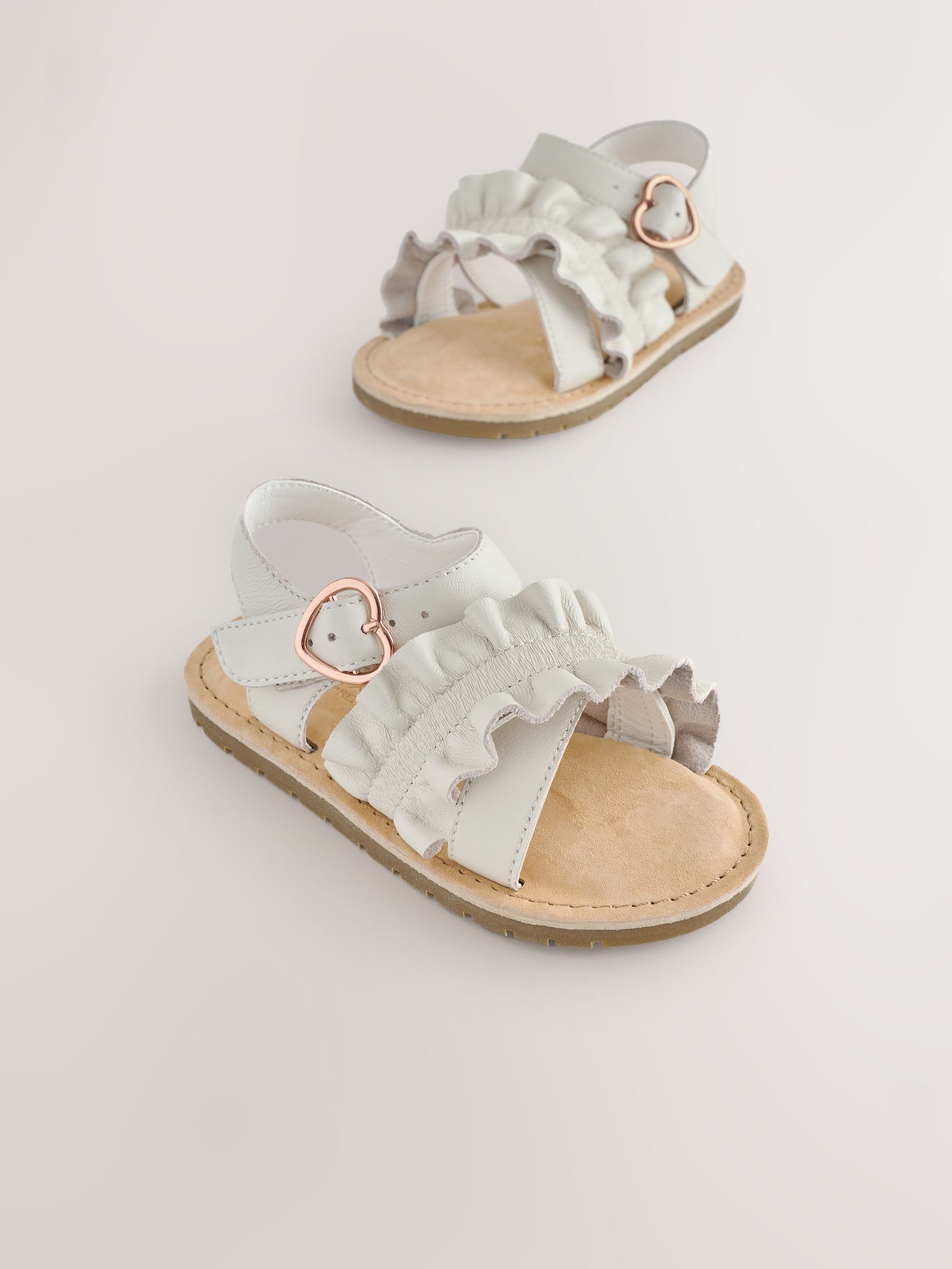 Cream Ruffle Buckle Fastening Sandals image 3