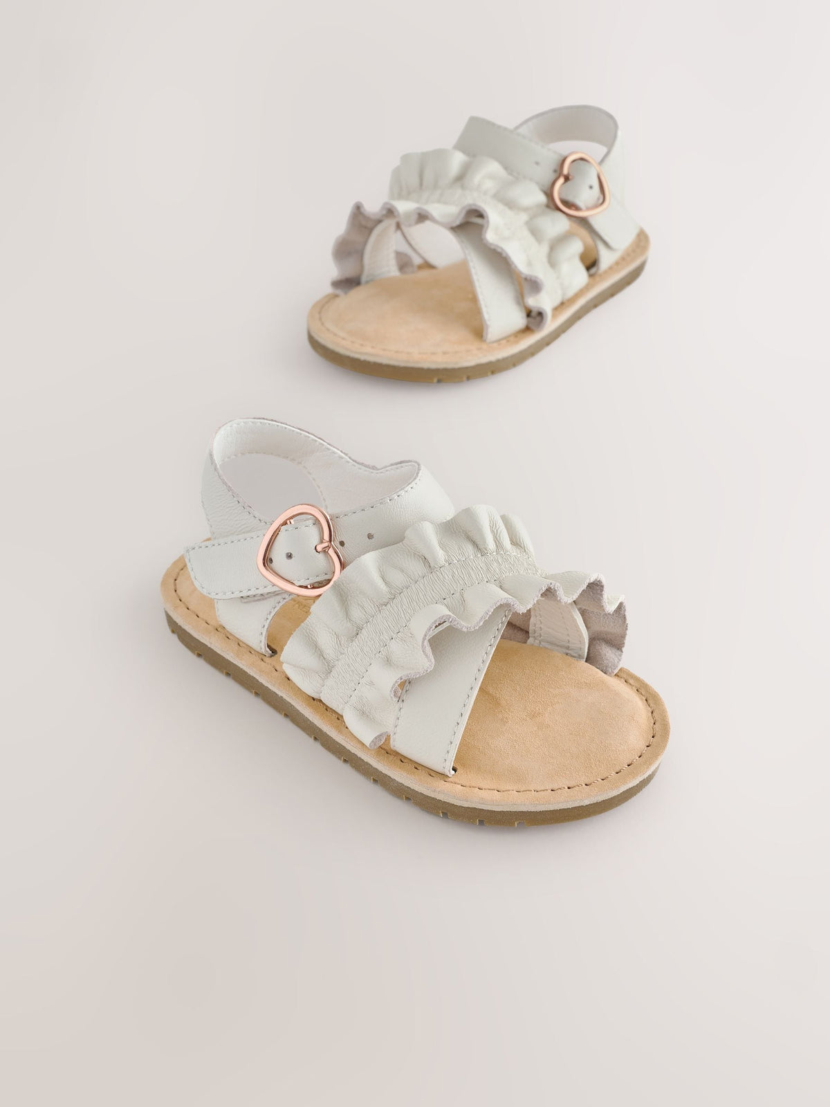 Cream Ruffle Buckle Fastening Sandals image 3
