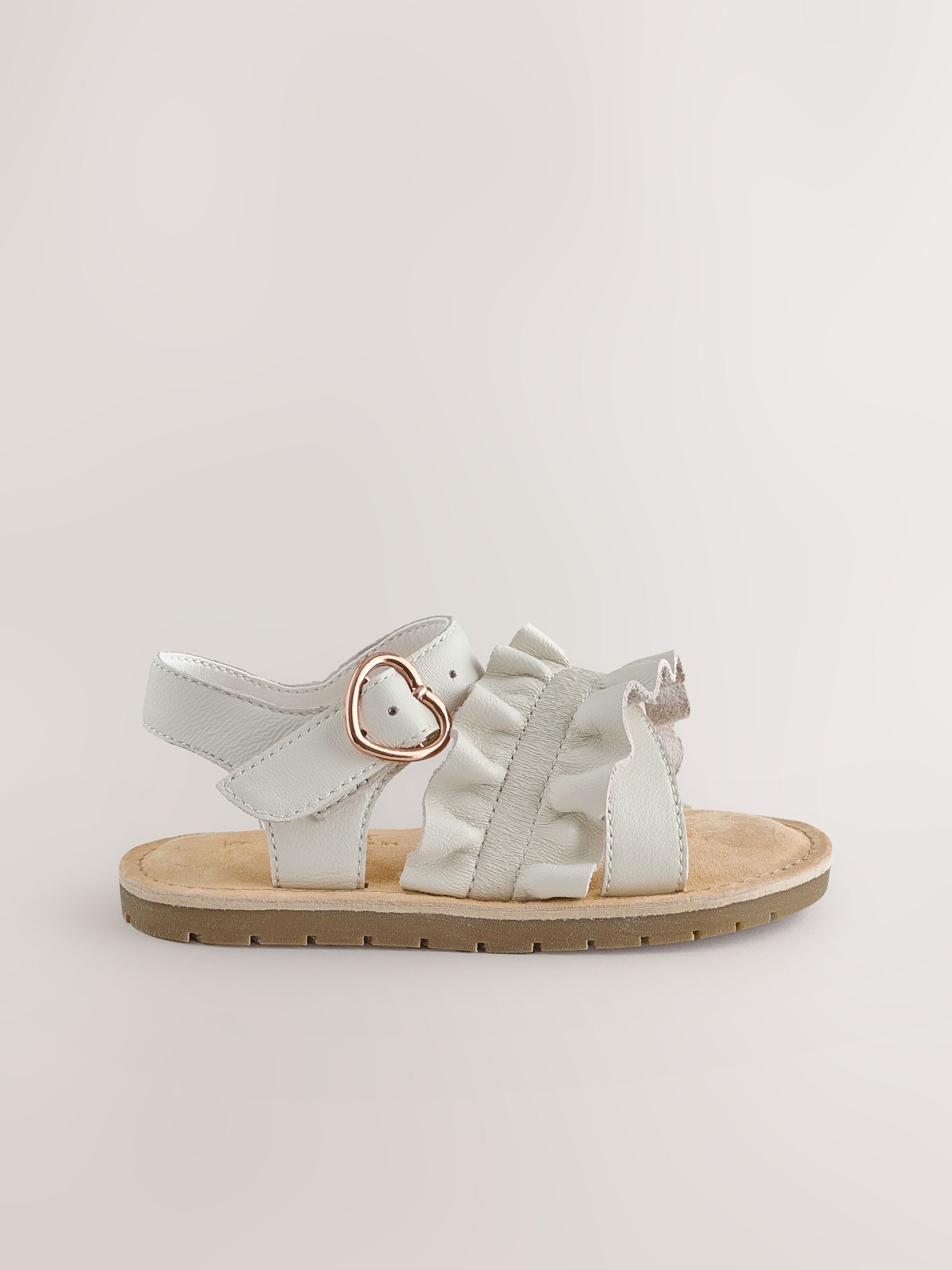 Cream Ruffle Buckle Fastening Sandals image 4
