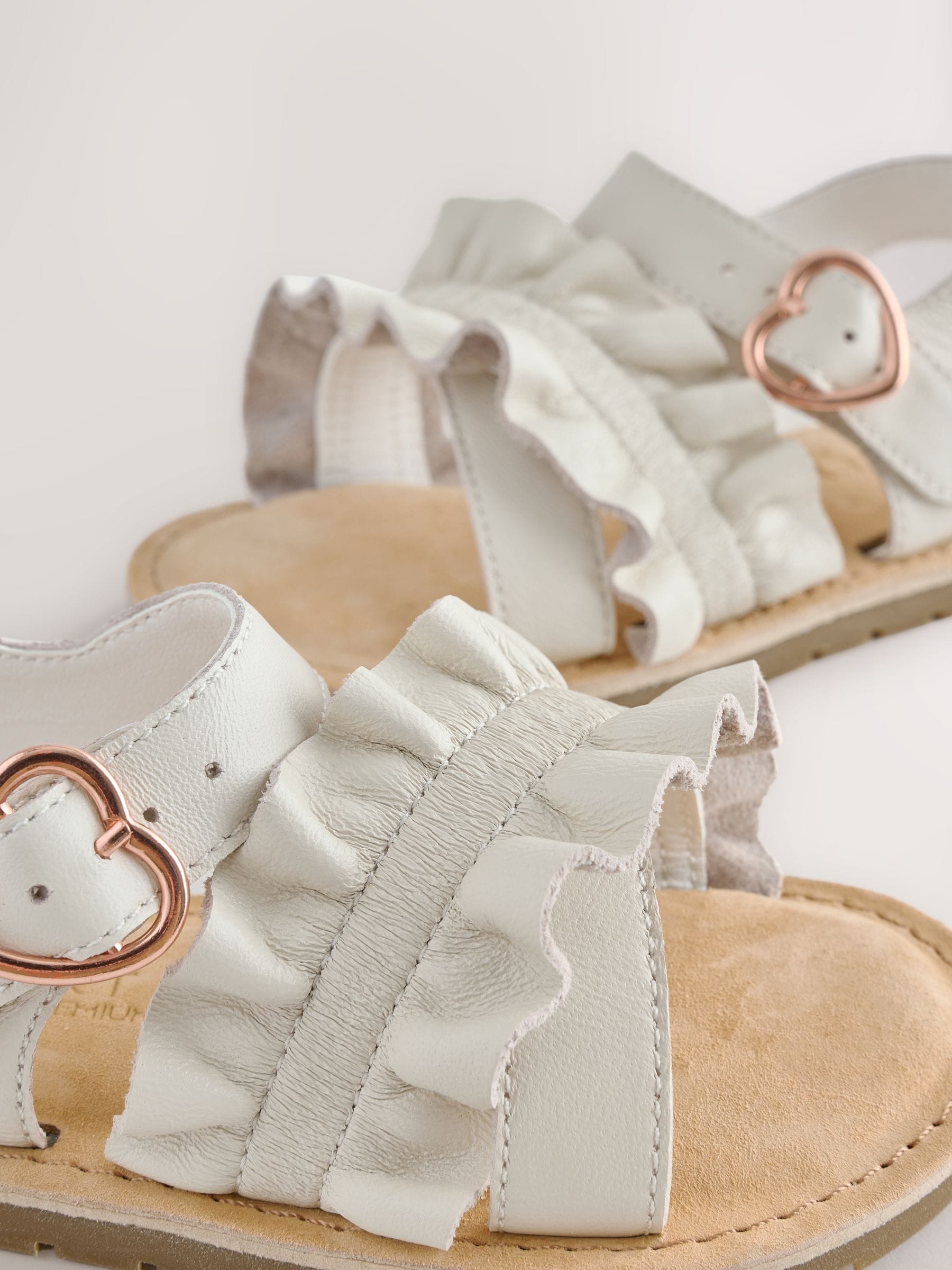 Cream Ruffle Buckle Fastening Sandals image 5