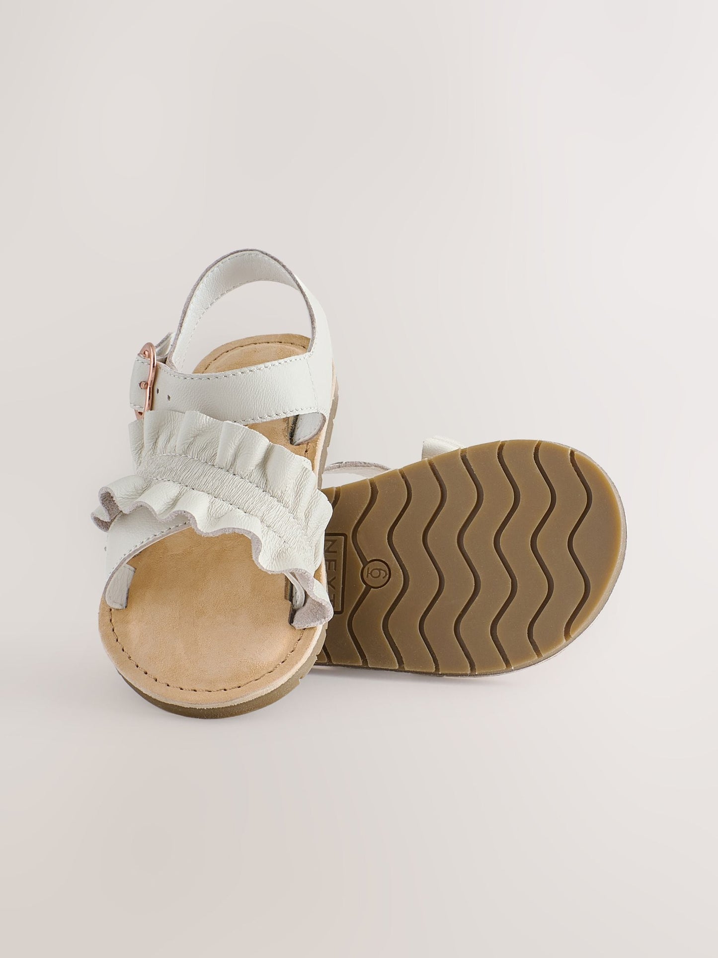 Cream Ruffle Buckle Fastening Sandals image 6