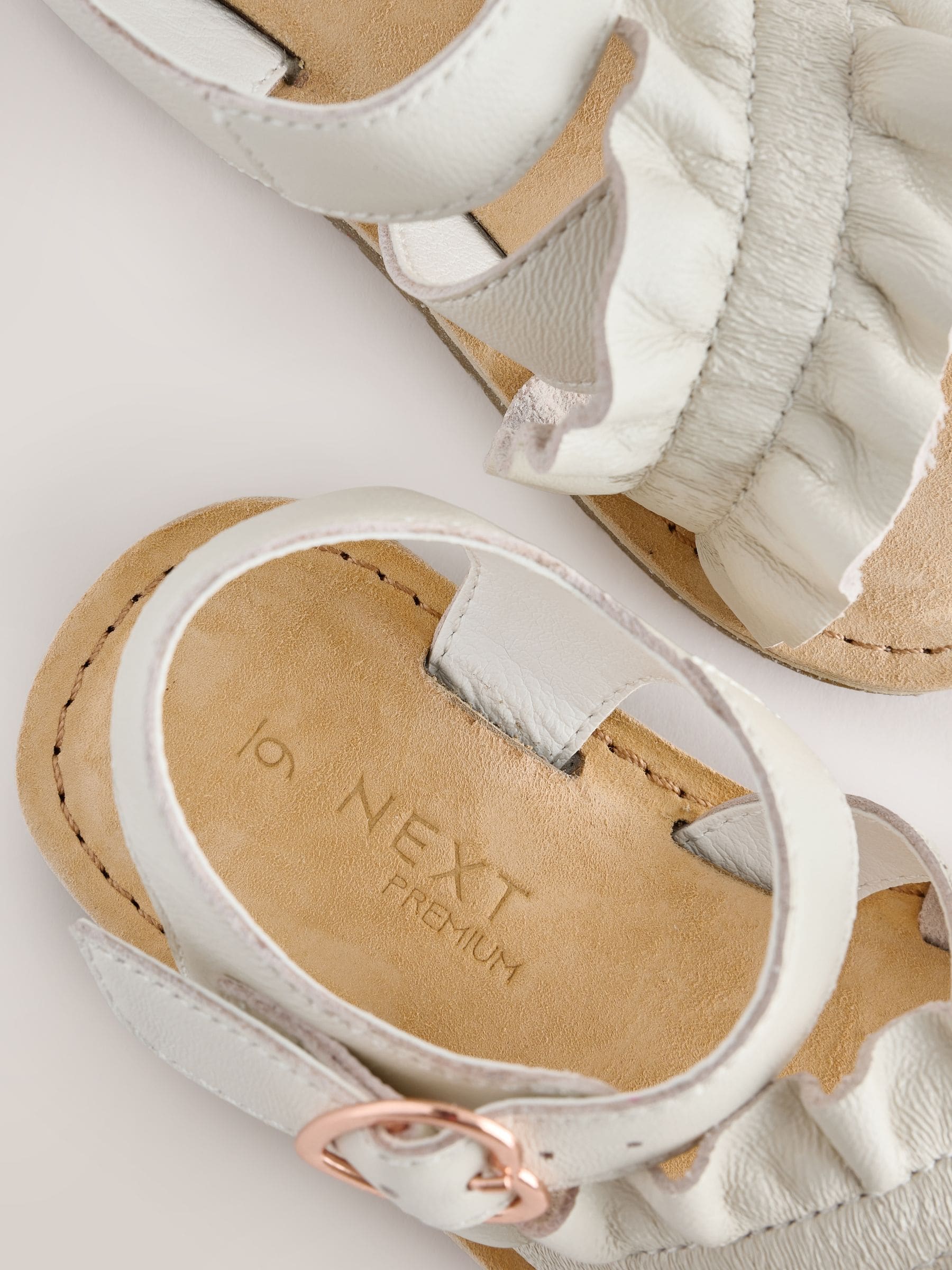 Cream Ruffle Buckle Fastening Sandals image 7