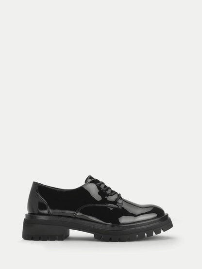 Start Rite Black Patent Barcelona Chunky Lace Up Angry Angels Senior School Shoes image 1