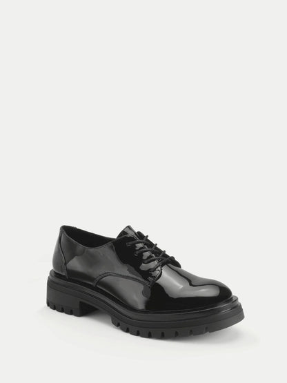 Start Rite Black Patent Barcelona Chunky Lace Up Angry Angels Senior School Shoes image 2