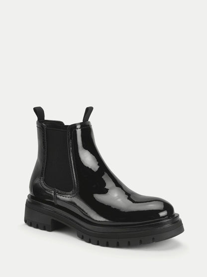 Start Rite Black London Patent Chunky Chelsea Boots image 2