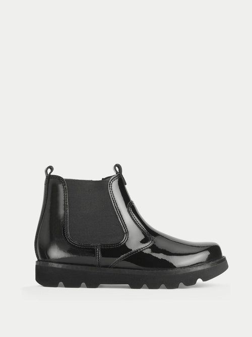 Start Rite Black Carnaby Patent Chunky Chelsea Style Zipped Boots image 1