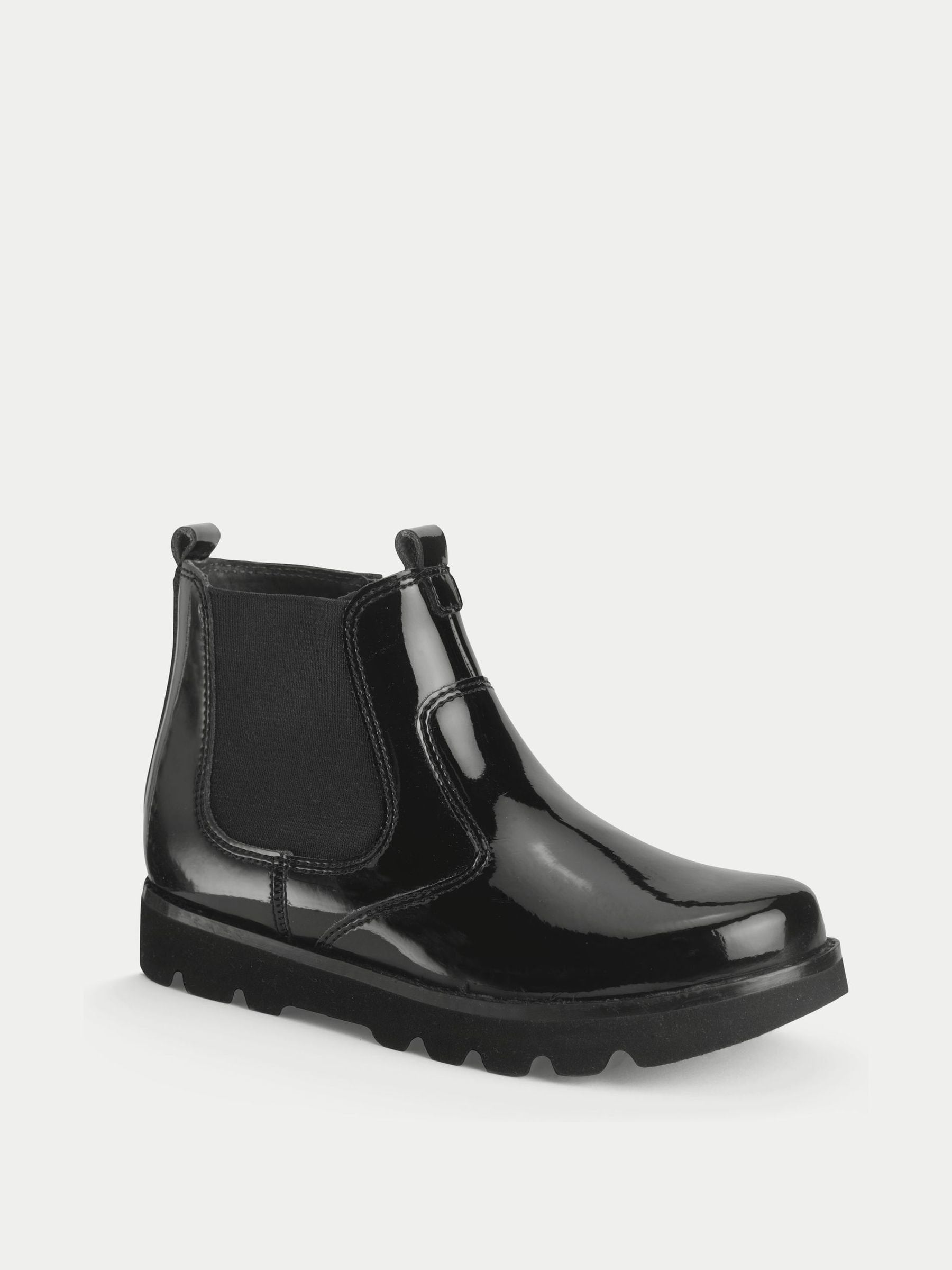 Start Rite Black Carnaby Patent Chunky Chelsea Style Zipped Boots image 3