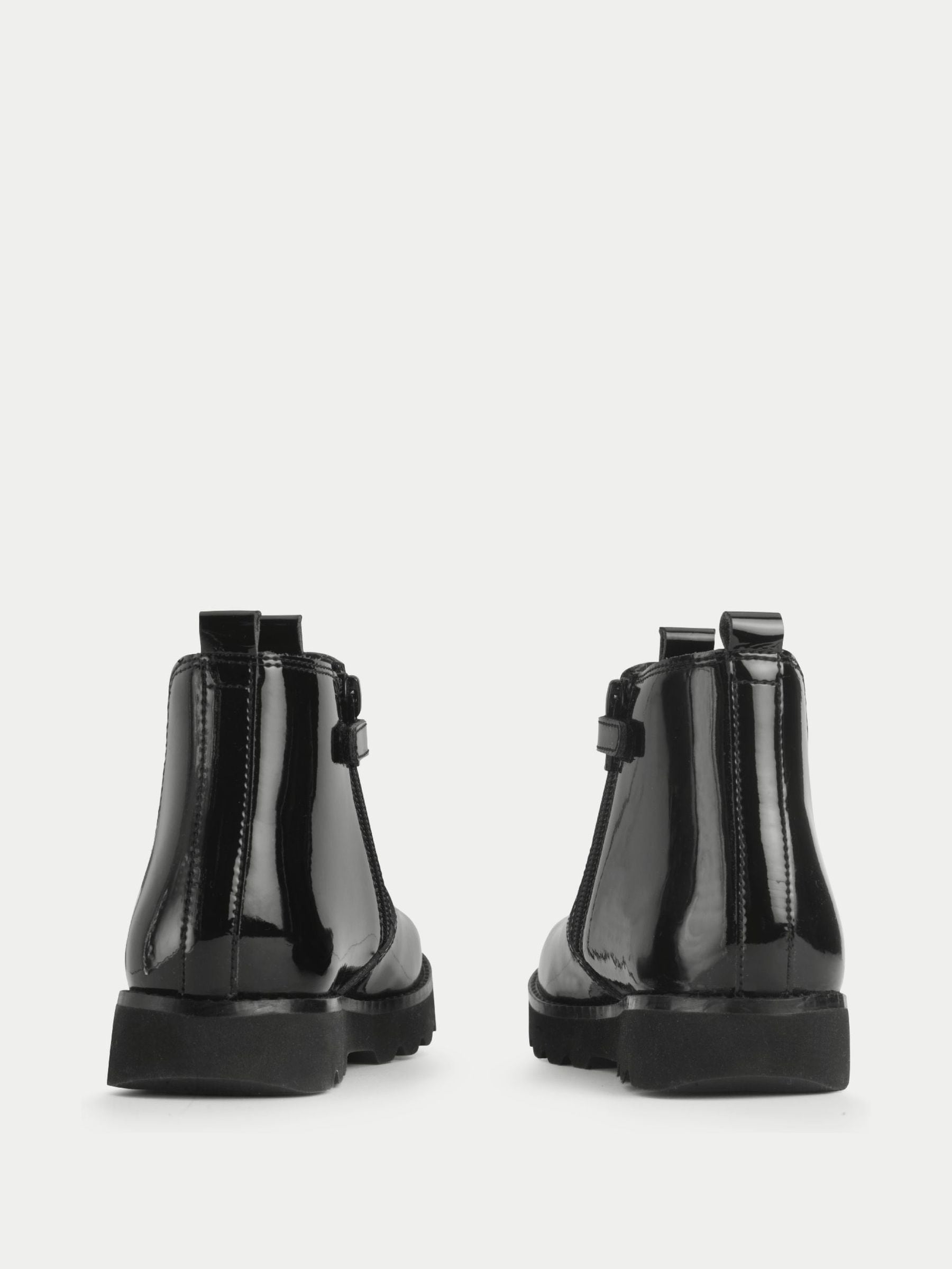 Start Rite Black Carnaby Patent Chunky Chelsea Style Zipped Boots image 5