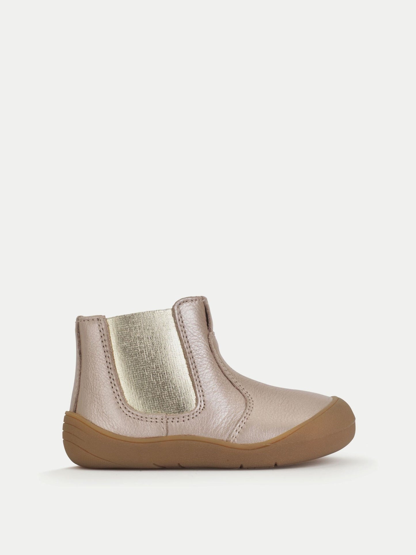 Start Rite Taupe Pearlised Little Chelsea Barefoot-Friendly Scuff Resistant First Walking Baby Zip Up Ankle Boots image 1