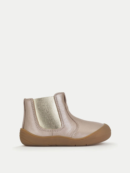 Start Rite Taupe Pearlised Little Chelsea Barefoot-Friendly Scuff Resistant First Walking Baby Zip Up Ankle Boots image 1