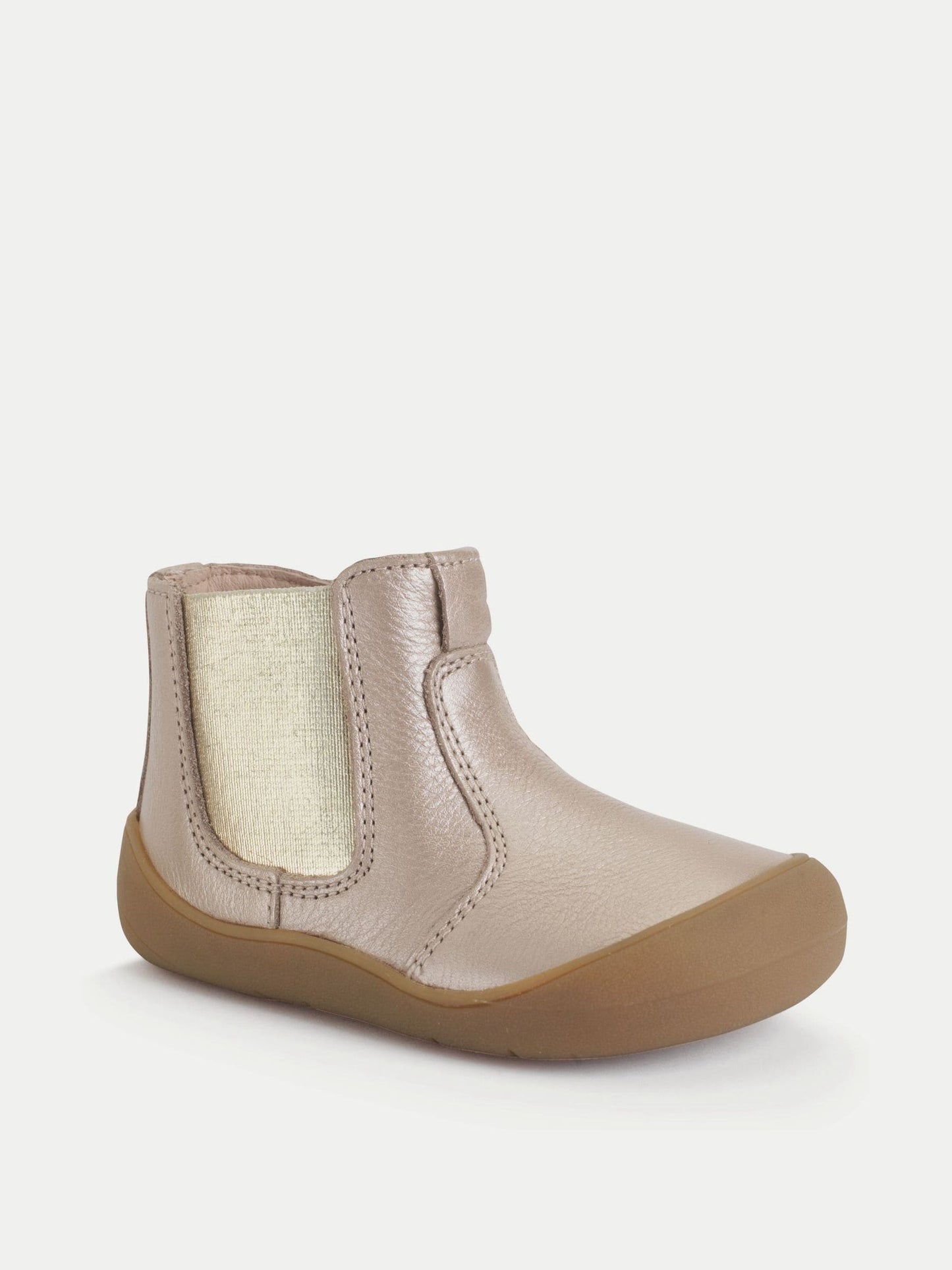 Start Rite Taupe Pearlised Little Chelsea Barefoot-Friendly Scuff Resistant First Walking Baby Zip Up Ankle Boots image 3