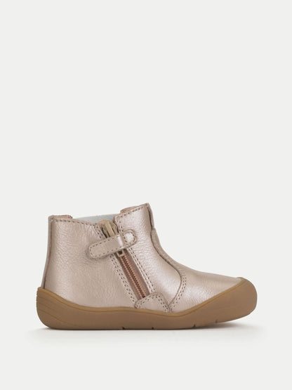 Start Rite Taupe Pearlised Little Chelsea Barefoot-Friendly Scuff Resistant First Walking Baby Zip Up Ankle Boots image 4