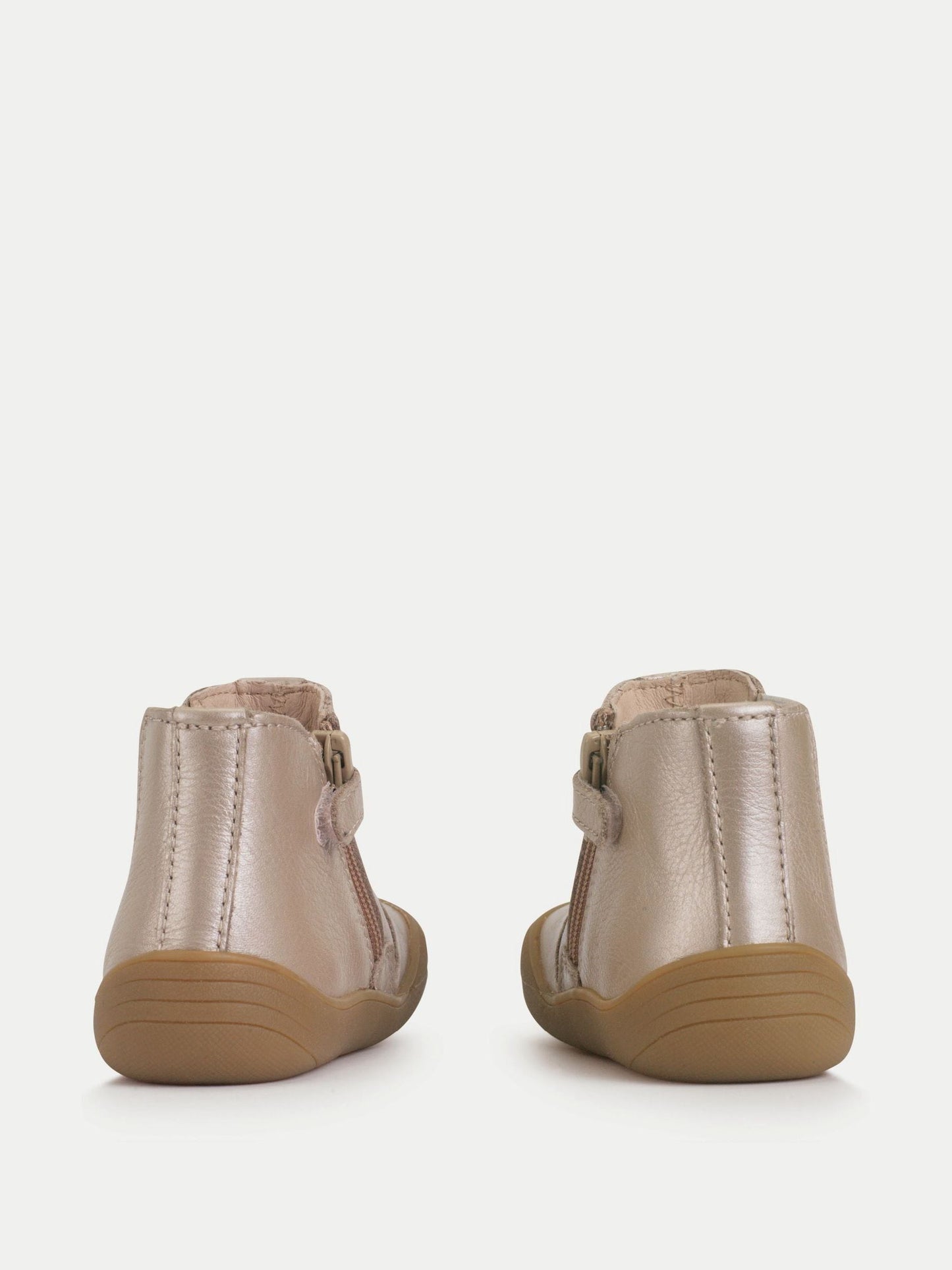 Start Rite Taupe Pearlised Little Chelsea Barefoot-Friendly Scuff Resistant First Walking Baby Zip Up Ankle Boots image 6