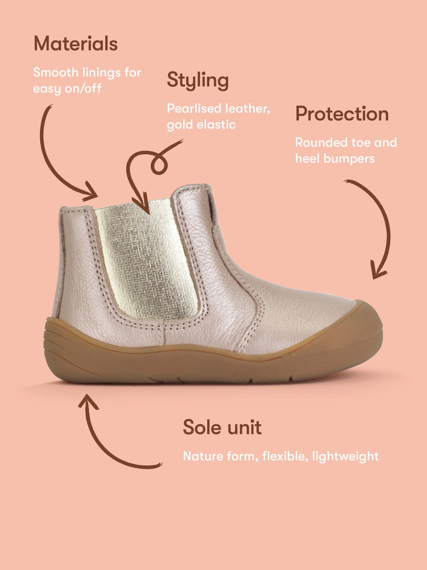 Start Rite Taupe Pearlised Little Chelsea Barefoot-Friendly Scuff Resistant First Walking Baby Zip Up Ankle Boots image 7