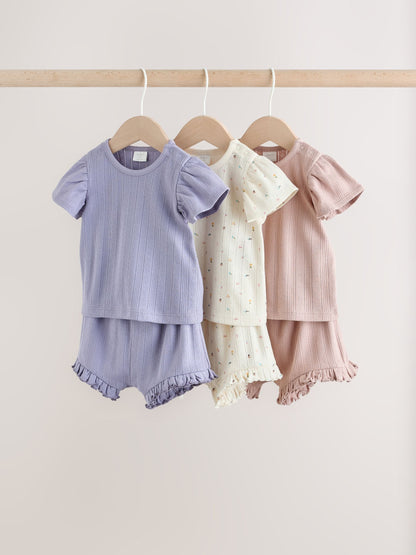 Purple Floral Short Sleeve Top and Shorts Baby Set 6 Piece (0mths-2yrs) image 1