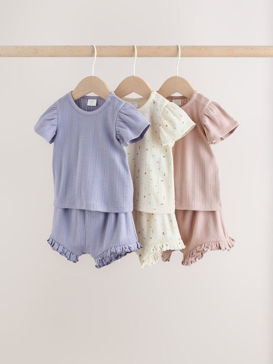 Dsiney Kidz - Purple Floral Short Sleeve Top and Shorts Baby Set 6 Piece (0mths-2yrs) image 1