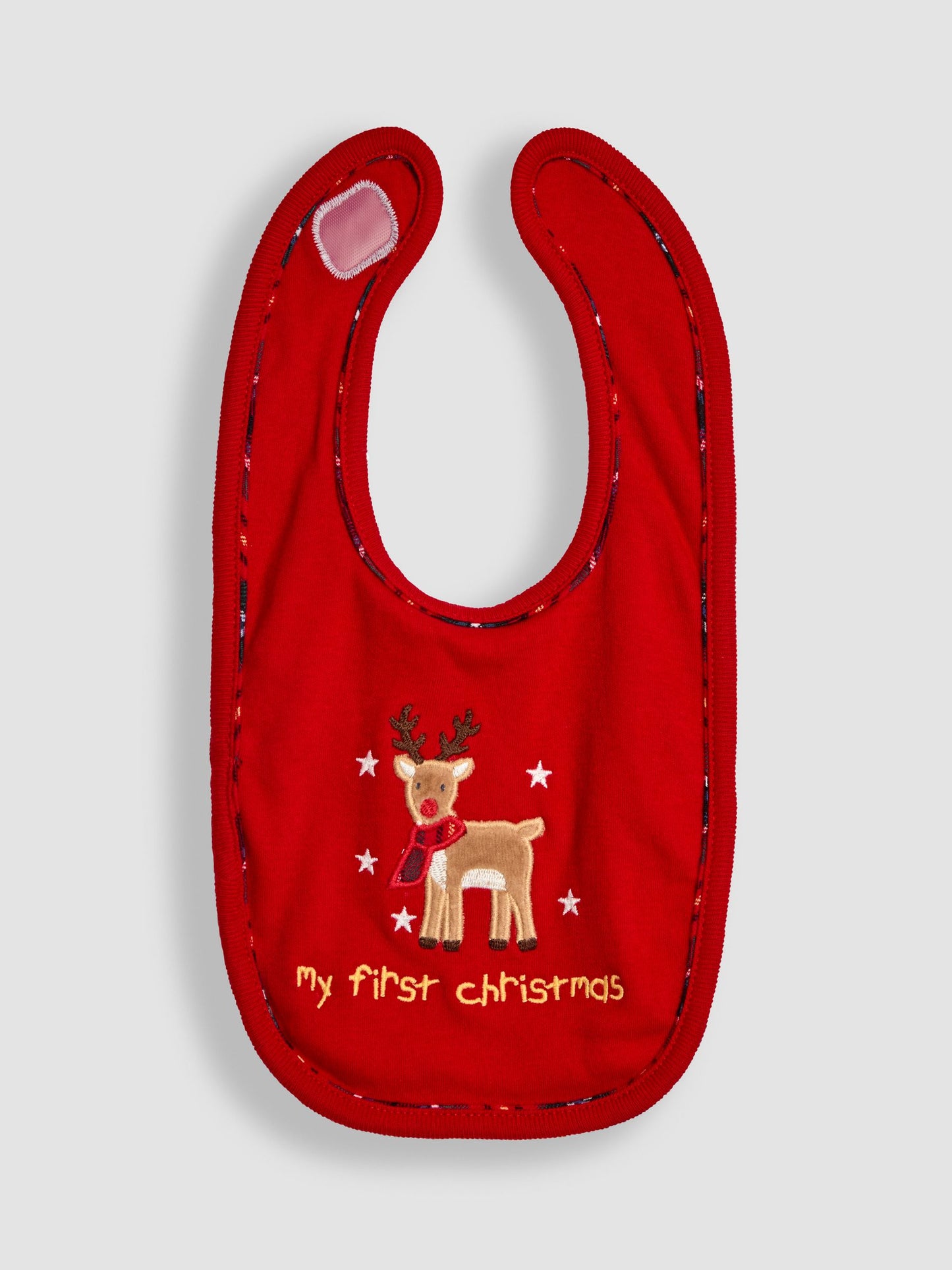 JoJo Maman Bébé Red My First Christmas Reindeer Bib image 1