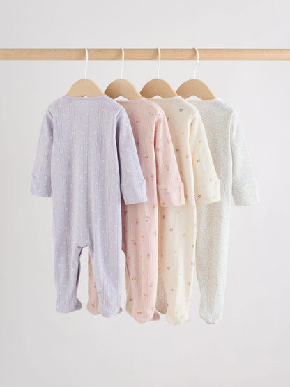 Lilac Purple Baby Sleepsuit 4 Pack (0mths-2yrs)