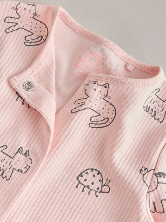 Pink Two Way Zip Baby Sleepsuit 3 Pack (0mths-3yrs) image 3