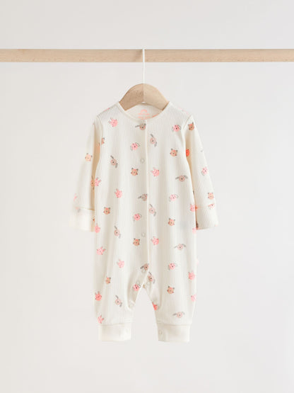Pink Two Way Zip Baby Sleepsuit 3 Pack (0mths-3yrs) image 2