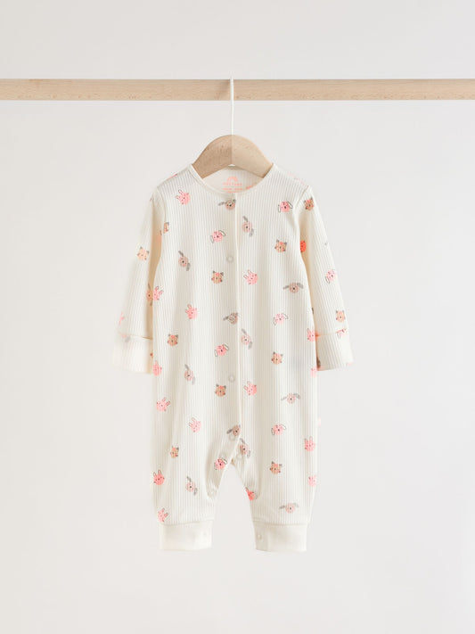 Pink Two Way Zip Baby Sleepsuit 3 Pack (0mths-3yrs) image 2
