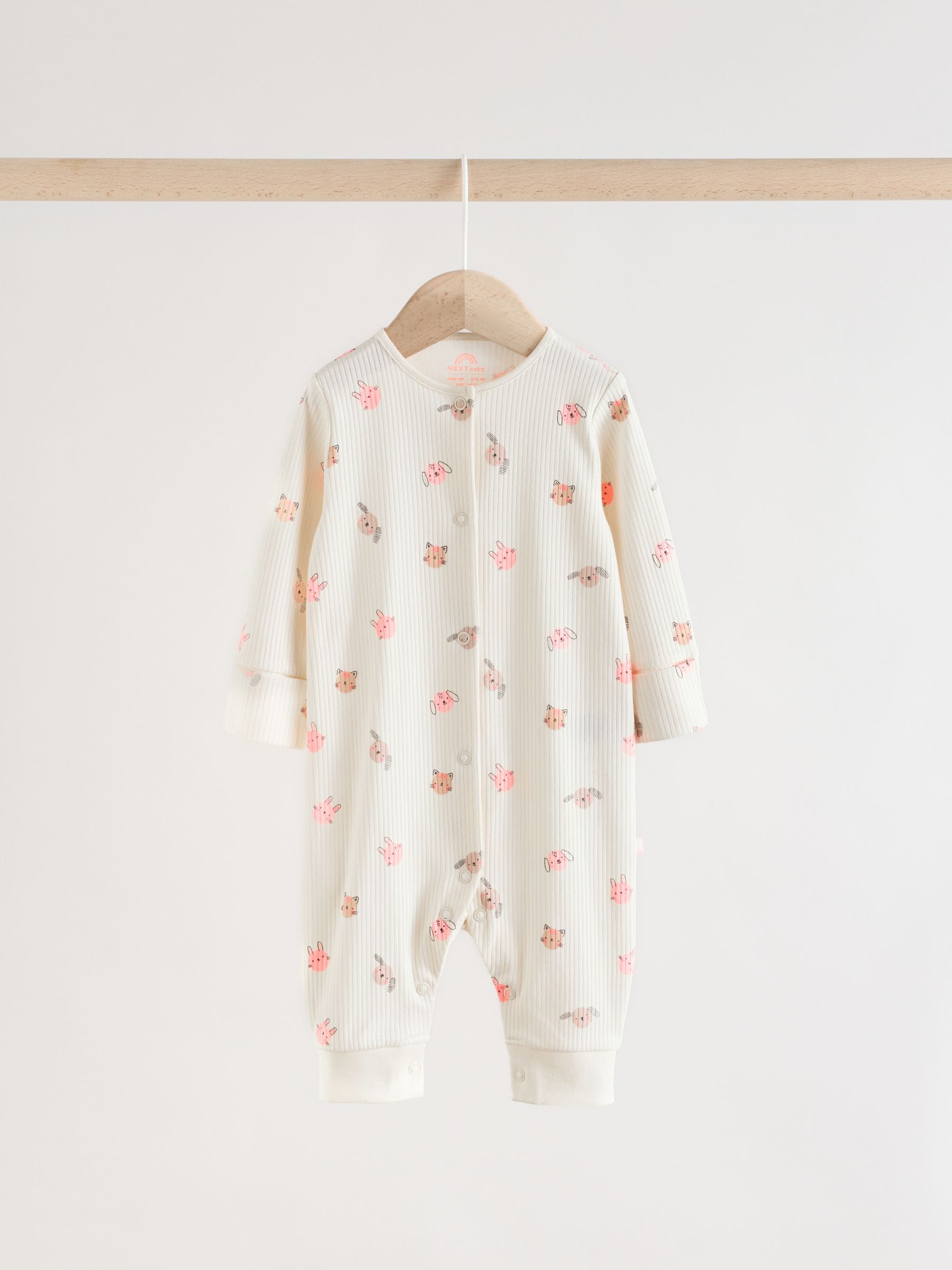 Pink Two Way Zip Baby Sleepsuit 3 Pack (0mths-3yrs) image 2