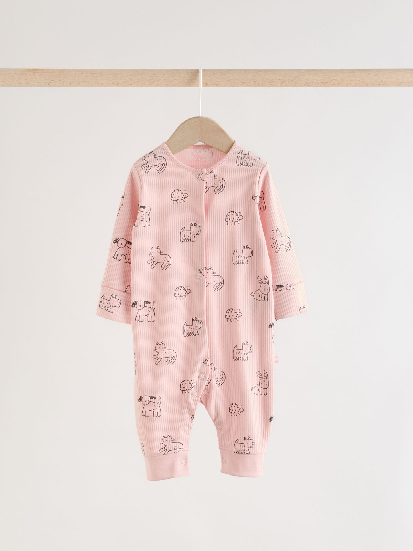 Pink Two Way Zip Baby Sleepsuit 3 Pack (0mths-3yrs) image 3