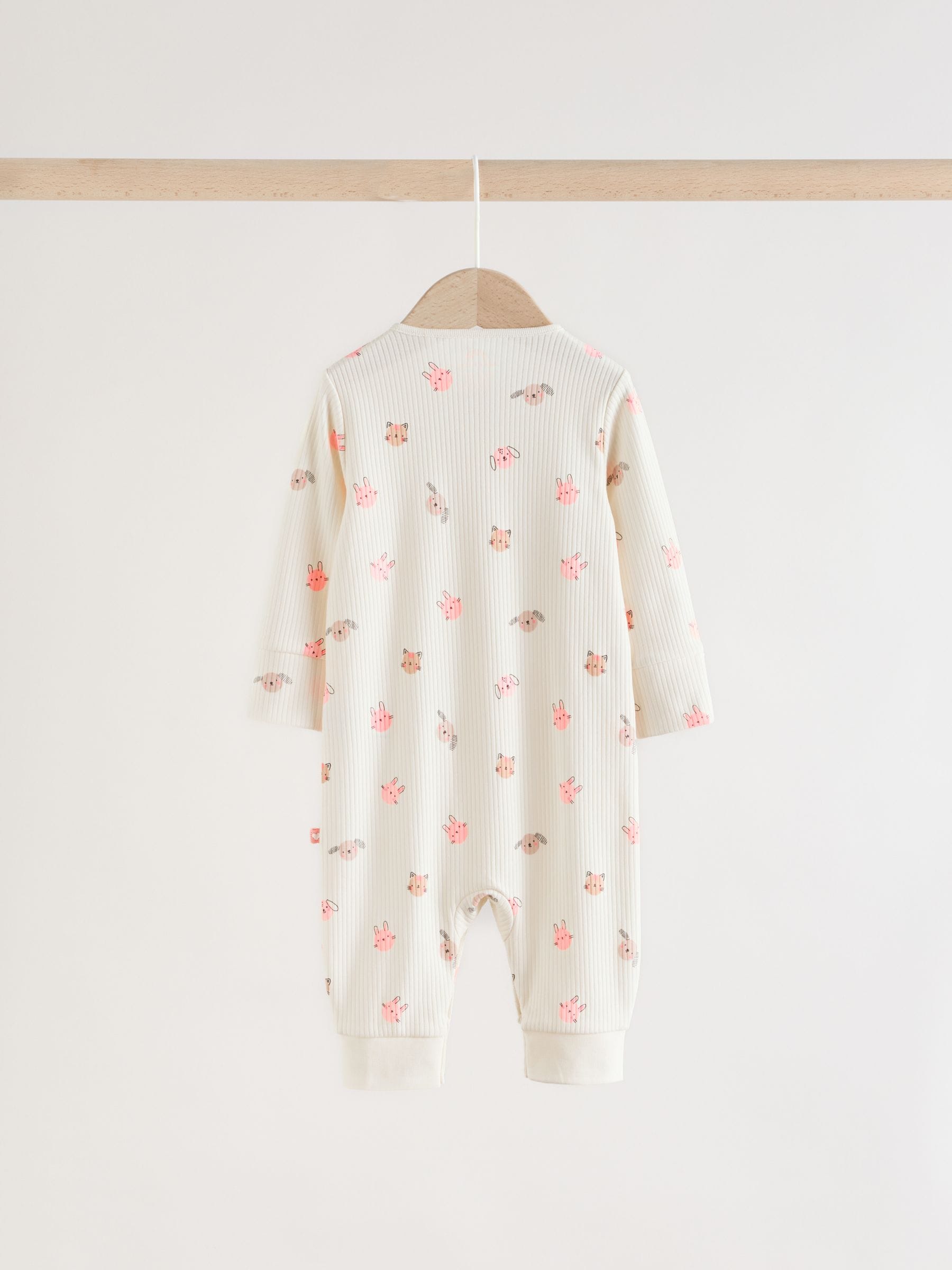 Pink Two Way Zip Baby Sleepsuit 3 Pack (0mths-3yrs) image 6