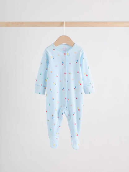 Pink/White/Blue Fruit Baby Sleepsuits 3 Pack (0mths-2yrs) image 4
