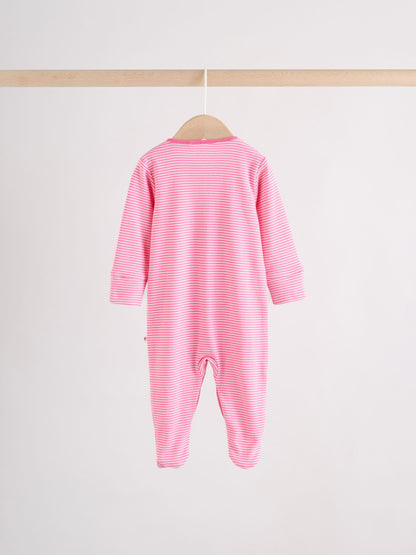 Pink/White/Blue Fruit Baby Sleepsuits 3 Pack (0mths-2yrs) image 6