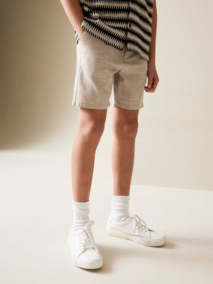Dsiney Kidz - Stone Linen Blend Regular Fit Chino Shorts (3-16yrs) image 1