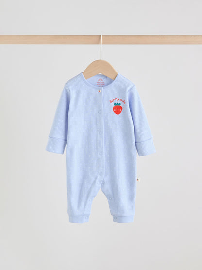 Blue Baby Strawberry Sleepsuit 3 Pack (0mths-3yrs) image 7