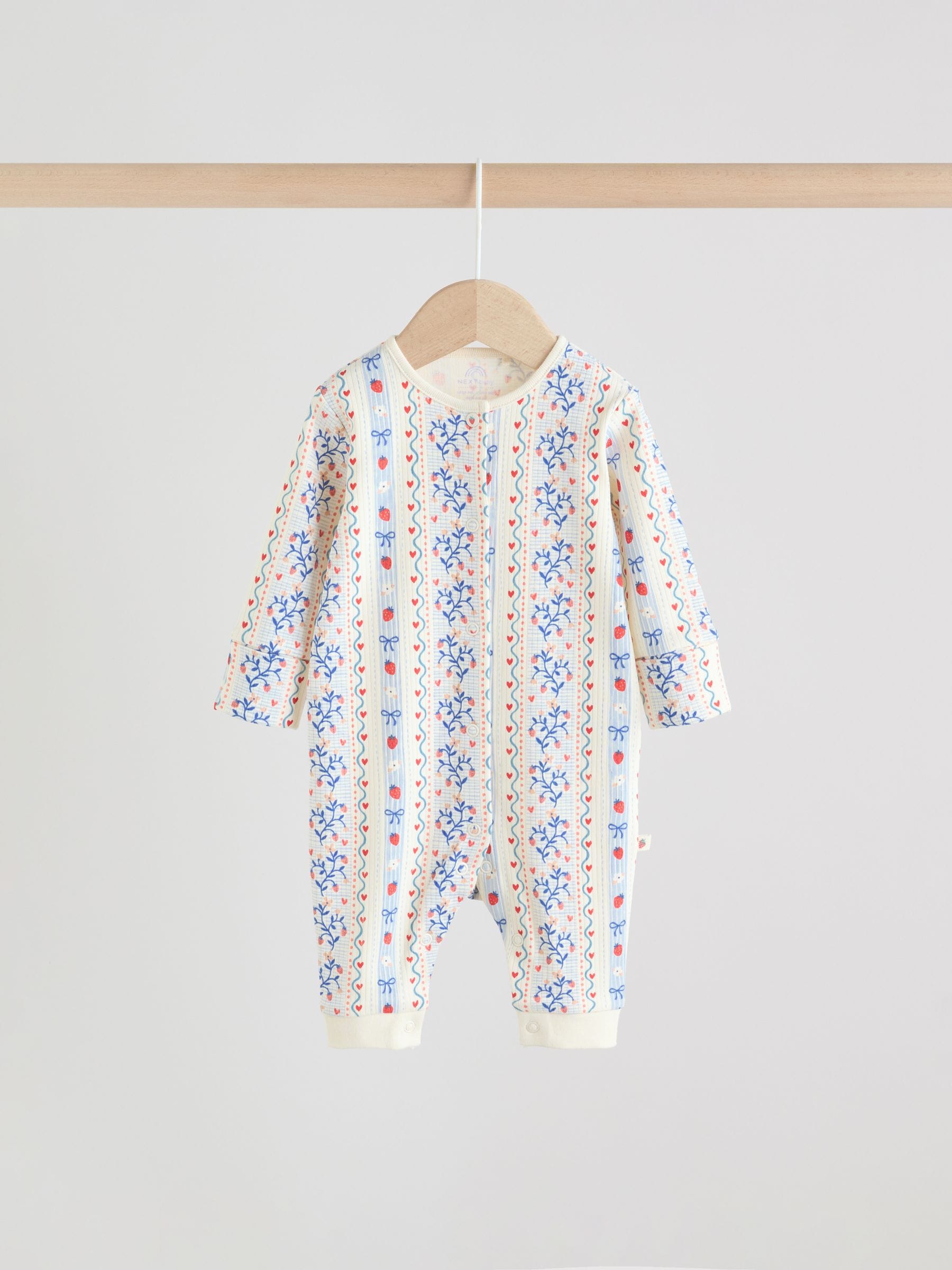Blue Baby Strawberry Sleepsuit 3 Pack (0mths-3yrs) image 6