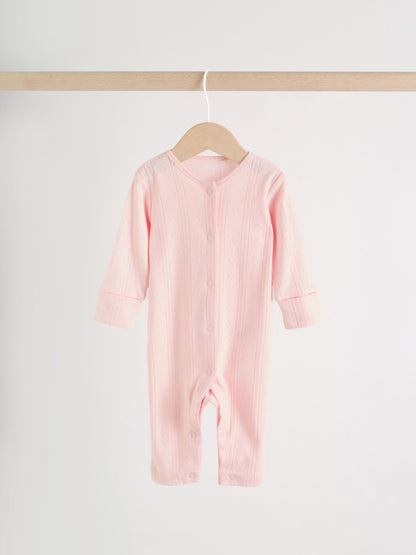 Pink Baby Sleepsuit 3 Pack (0mths-3yrs) image 2