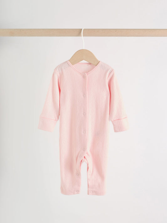 Pink Baby Sleepsuit 3 Pack (0mths-3yrs) image 2