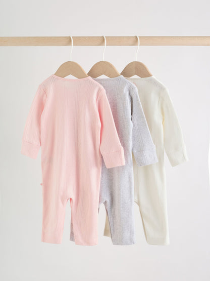 Pink Baby Sleepsuit 3 Pack (0mths-3yrs) image 6