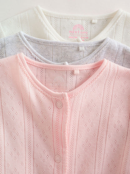 Pink Baby Sleepsuit 3 Pack (0mths-3yrs) image 8