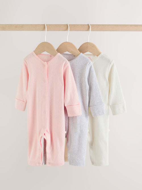 Pink Baby Sleepsuit 3 Pack (0mths-3yrs) image 1