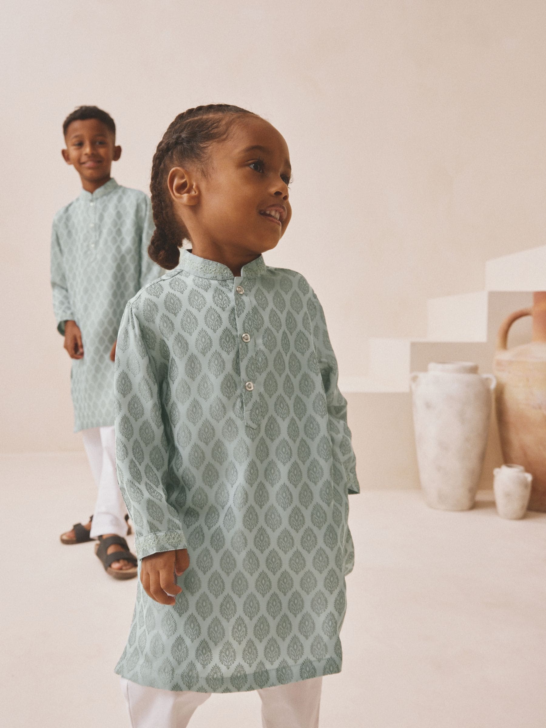 Dsiney Kidz - Grey Embroidered Kurta Shirt (3mths-16yrs) (3mths-16yrs) image 1