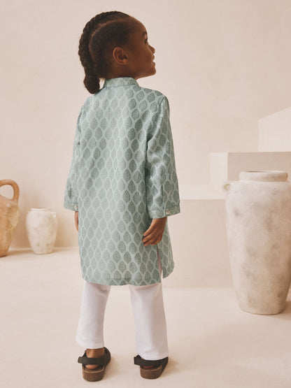Dsiney Kidz - Grey Embroidered Kurta Shirt (3mths-16yrs) (3mths-16yrs) image 2