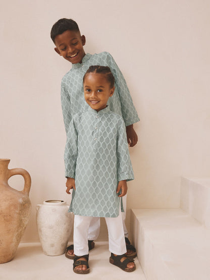 Dsiney Kidz - Grey Embroidered Kurta Shirt (3mths-16yrs) (3mths-16yrs) image 4