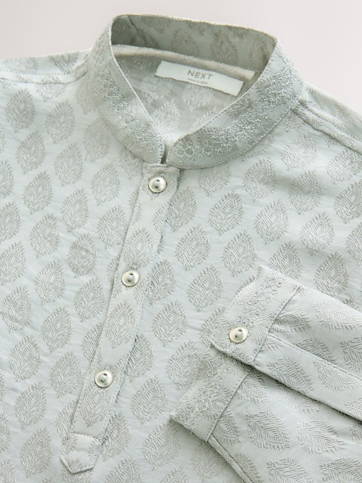 Dsiney Kidz - Grey Embroidered Kurta Shirt (3mths-16yrs) (3mths-16yrs) image 8