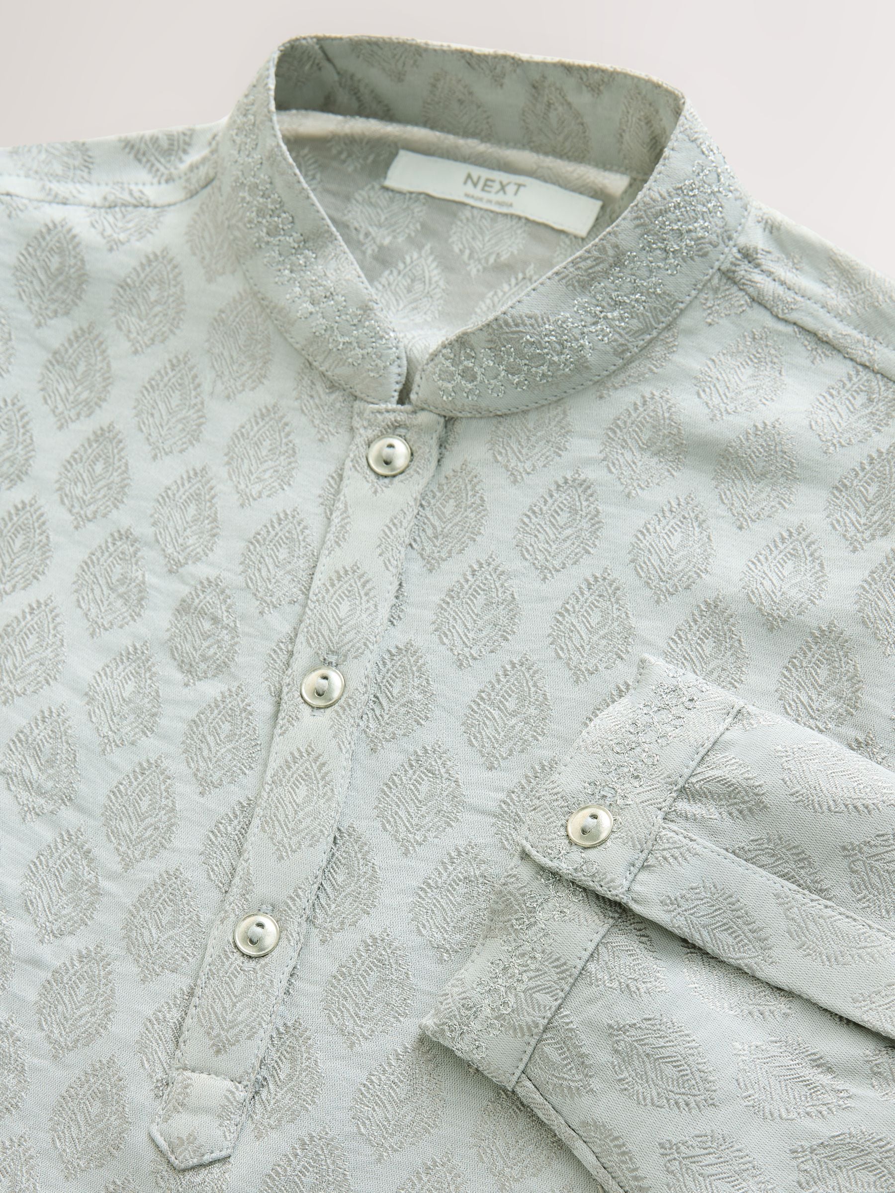 Dsiney Kidz - Grey Embroidered Kurta Shirt (3mths-16yrs) (3mths-16yrs) image 8